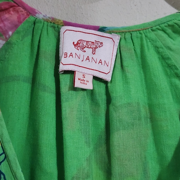 Banjanan Green Floral Dress Woman Size Small - Picture 2 of 7